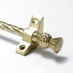 Satin Brass Stair Rods - 3/8" x 28.5" - Candy Twist - Thistle Finial