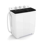 White Portable Twin Tub Washing Machine with Built-in drain pump, space-saving
