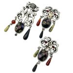 Vintage Modernist Millefiori Brooch and Clip On Earring Set Statement Jewelry