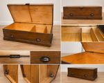 TVintage Wooden Storage Chest / Blanket Box with Internal Compartments & Castors