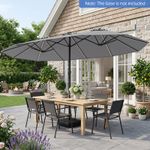15ft Double-Sided Rectangular Market Umbrella With Solar LED Lights & Crank