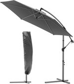 3M Cantilever Garden Parasol Patio Umbrella UV Sun Shade Tilt Crank Grey