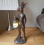 Debon Hare with Light Up Lantern Ornament Gift Sculpture Home Decor