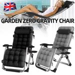 Multi Position Garden Zero Gravity Relaxer Chair Sun Lounger in Black & Grey NEW
