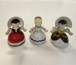 2 Vintage Hand-Painted Dutch Girl 1 Nurse Bell Folk Art Wood Metal Collectible