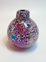 1993 Vintage Studio Art Glass Purple Vase Paperweright Artist Signed