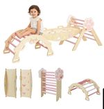 Garvee Triangle Set for Kids 7-in-1 Toddler Frog Climbing Set with Ramp Colorful