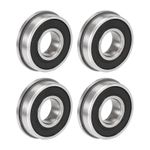 F6001-2RS Flange Ball Bearing 12x28x8mm Double Sealed Chrome Steel Bearing 4pcs