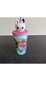Gabby’s Dollhouse 3D Character Head Kids 444ml Tumbler Cup With Straw Brand New