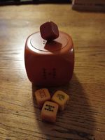 French Catalin Bakelite Dice Shaker 5cm Cube Butterscotch Orange Gambling 1930s