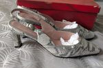 Vintage Van Dal Maxi Silver Snake Feature Leather Slingback Court Shoes & Box