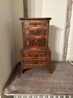 Antique Miniature Walnut Apprentice Piece Chest On Chest
