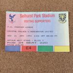 1992-93 Crystal Palace V Manchester United Ticket