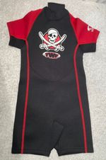 TWF Kids Girls Boys Red Shorty Shortie Neoprene Wetsuit UV 50+ Zip Age 2 - 3