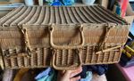 Vintage Fine Wicker Woven Picnic Hamper Basket  45 x 30 x 17cm