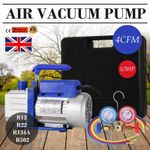 AC HVAC Vacuum Pump Kit 4CFM 1/3HP & Manifold Gauge Set Refrigerant Vacuum Pump