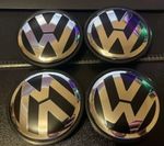 4x VW Volkswagen 65mm Alloy Wheel Centre Cap Golf Passat Sharan 3B7601171 Black