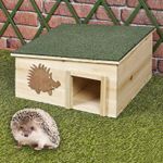 Wooden Hedgehog House Detachable Rainproof Bitumen Roof Hibernation Nesting Box