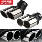 Universal Twin Dual Exhaust Pipe Trim Tip Tail Muffler Stainless Steel Chrome UK
