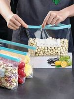 45Pcs Reusable Food Storage Bags 3 Sizes Freezer Fridge PE Zip Lock Kitchen