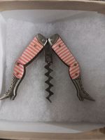 Antique G And S German Celluloid Pink Red Striped Folding Ladies Legs Corkscrew