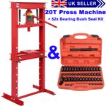 20 Ton Workshop Press Machine Hydraulic Bench & 52x Bearing Bush Driver Seal Kit
