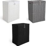 Vencier Wicker Laundry Hamper Basket with Lid Large Storage Bin Organizer