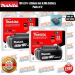 2x Genuine Makita 6ah 18v Power Tool Battery BL1860B 18V Li-lon Battery-black