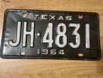 1964 Texas Car Licence Number Plate Vintage