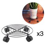 3x 11" Pot Stand Metal Stand Caddy Holder Mover Trolley Plate Plant  Round Wheel