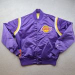 Vintage Los Angeles Lakers Jacket Medium Starter 80s NBA Varsity Purple Satin