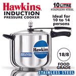 Hawkins Stainless Steel Pressure Cooker 10L Induction Compatible Multi Kitchen