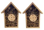2 x Hanging Wooden Bee Beetle & Insect House Garden Bug Hotel Natural Shelter