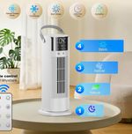 Portable Evaporative Air Cooler 920ml Tank White Remote Timer Oscillation LED