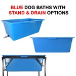 90L Dog Grooming Bath Tub + Drain Valve & Stand,Blue Heavy Duty Pet Wash Station