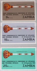Zambia Zambia 1973 108-10 105-07 3rd Commonwealth Conf. Mace Scepter MNH