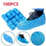 100PCS Disposable Waterproof Shoe Covers, Non-Slip PE Foot Covers for Indoor Use