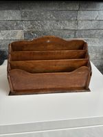 Vintage Wooden Desk Letter Rack –3 Tier Scalloped Edge Mail Sorter & Office Tidy