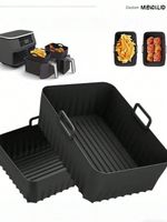 2Pcs Silicone Air Fryer Liners Reusable Non Stick Baking Tray Basket Accessories