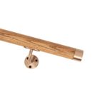 Handrail Stair Rail - Round Oak with Rose Gold Round Brackets and Flat Ends