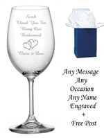 Personalised Engraved Wine Glass Birthday Present Gift Anniversary Wedding Drink