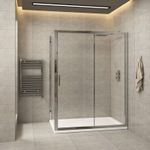Sliding Shower Enclosure Door Side Panel and Tray Walk In Cubicle 6mm Glass