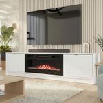 TIRENO EF Grooved RTV Cabinet | Electric Fireplace | Modern Storage 3 Colours