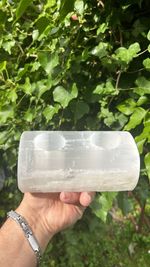 Selenite Crystal 3 Votive Candle Holder Log Raw Selenite Tealight Holder,Morocco