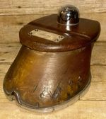 Antique Taxidermy Large Horse Hoof - Silver Inkwell Jester Plaque & Horseshoe