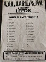 RARE SUNDAY ADMISSION SHEET OLDHAM V LEEDS JOHN PLAYER TROPHY 16TH SEPT 1979