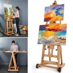 H Frame Easel Professional Artist Floor Easel Wood 1or2 Canvas Holder Up to 87"