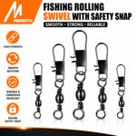 50 x Rolling Fishing Swivels with Snap Clips Fishing Tackle Sizes 2 4 6 8 10 12