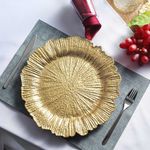 2Pcs Silver Charger Plate Reef 13in Plastic Round Dinner Plate For Wedding Party