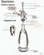 Spares Vintage BOC Sparklets Soda Syphon - piercing pin assembly recon seals kit